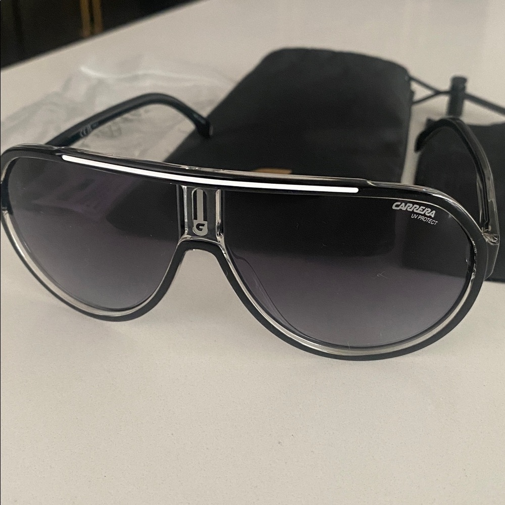 Carrera Black Shield Sunglasses with Gray Gradient Lenses